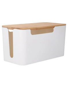 Caja Organizadora de Cables de Madera Cyrank 23.5x12.3cm