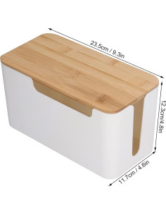 Caja Organizadora de Cables de Madera Cyrank 23.5x12.3cm 2