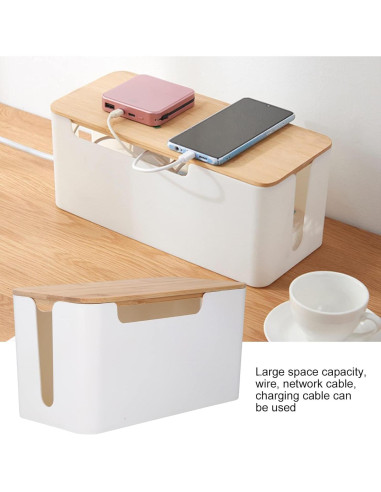 Caja Organizadora de Cables de Madera Cyrank 23.5x12.3cm