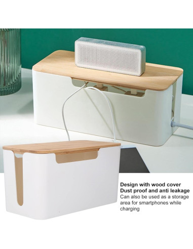 Caja Organizadora de Cables de Madera Cyrank 23.5x12.3cm