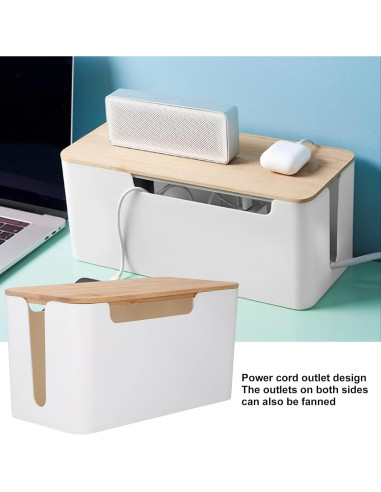 Caja Organizadora de Cables de Madera Cyrank 23.5x12.3cm