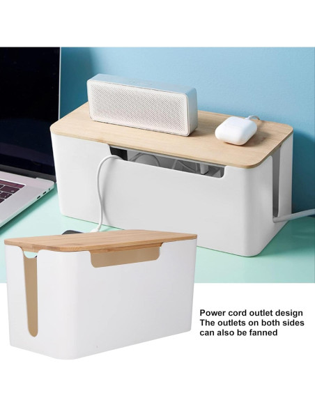 Caja Organizadora de Cables de Madera Cyrank 23.5x12.3cm