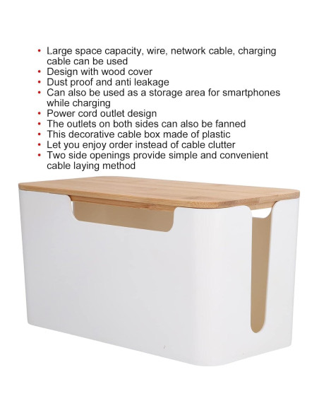 Caja Organizadora de Cables de Madera Cyrank 23.5x12.3cm