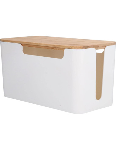Caja Organizadora de Cables de Madera Cyrank 23.5x12.3cm