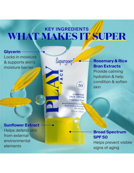 Supergoop! PLAY Loción Facial Diaria SPF 50 - 50 ml - Resistente al Agua