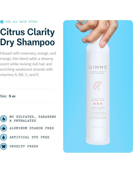 Champú Seco GIMME Beauty 181g - Biotina, Aloe Vera, UV Guard