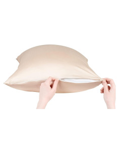 Funda de Almohada Anti Acné Seda Vegana Queen Beige 50.8x76.2cm