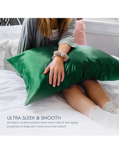 Funda de Almohada de Seda Tafts 22mm Reina Esmeralda 50.8x76.2cm 2pc