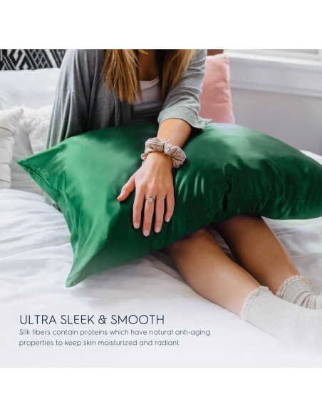 Funda de Almohada de Seda Tafts 22mm Reina Esmeralda 50.8x76.2cm 2pc