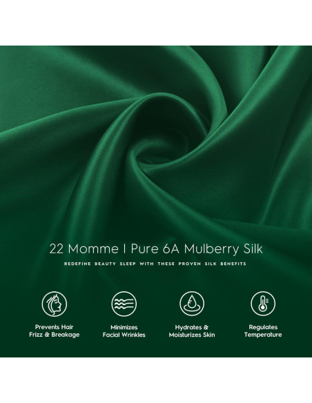 Funda de Almohada de Seda Tafts 22mm Reina Esmeralda 50.8x76.2cm 2pc
