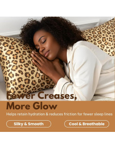 Funda de Almohada de Satén LCBD Cuerpo 20x54 Leopardo Dorado 2