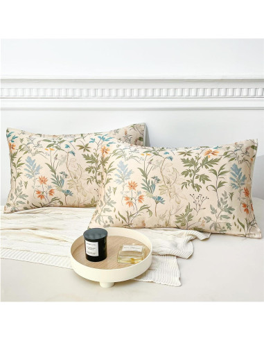 Funda de Almohada de Seda MANSPHIL Queen Floral Verde Salvia