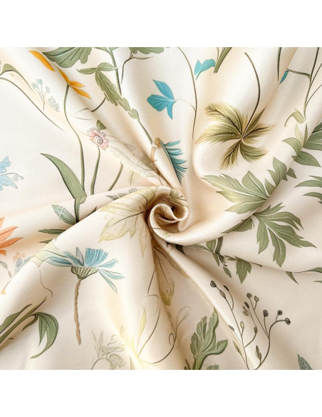 Funda de Almohada de Seda MANSPHIL Queen Floral Verde Salvia