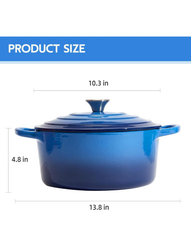 Olla de Hierro Fundido Enameleda Alathote 6L Azul Redonda