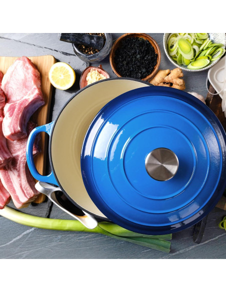 Olla de Hierro Fundido Enameleda Alathote 6L Azul Redonda