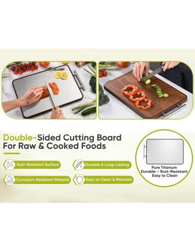 Tabla de Cortar Doble Cara Elmspvil 41.4x25.9cm Titanio y Madera