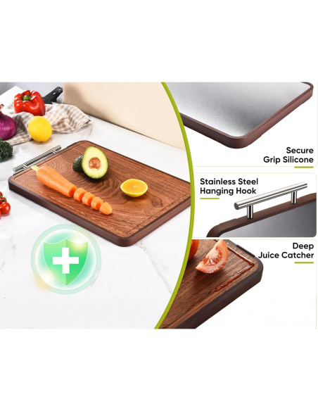 Tabla de Cortar Doble Cara Elmspvil 41.4x25.9cm Titanio y Madera