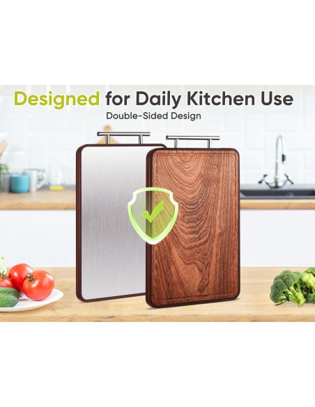 Tabla de Cortar Doble Cara Elmspvil 41.4x25.9cm Titanio y Madera