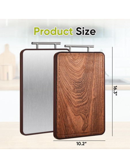 Tabla de Cortar Doble Cara Elmspvil 41.4x25.9cm Titanio y Madera