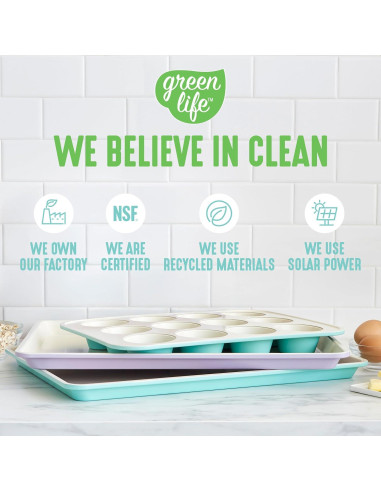 Bandejas para Hornear GreenLife 9x7 cm, Juego de 2 Piezas Cerámica