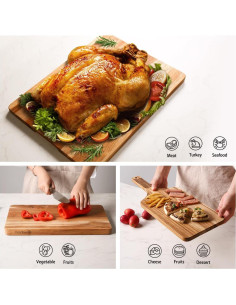 Juego de 3 Tablas de Cortar de Madera de Teca YUSOTAN 2