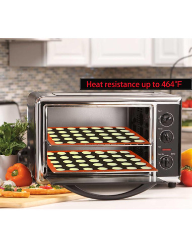 Mats de Hornear Perforados 2 PCS Silicona 30x40 cm Negro