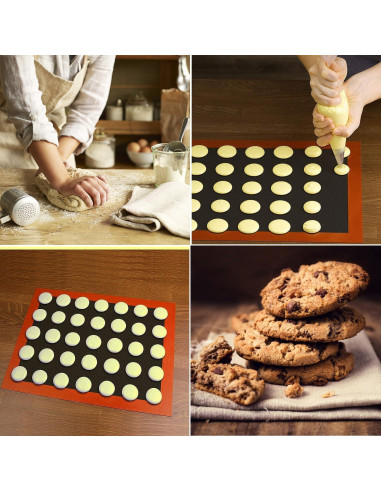 Mats de Hornear Perforados 2 PCS Silicona 30x40 cm Negro