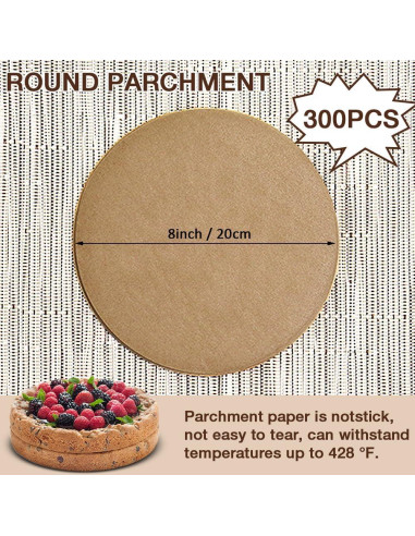 300 Hojas Papel Pergamino Redondo 20 cm Pharamat para Hornear