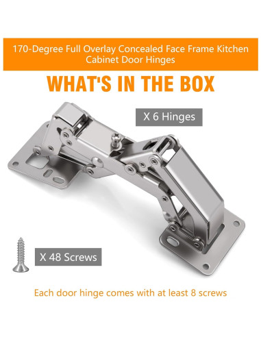 6 Piezas Bisagras Europeas CHANGE MOORE 170 Grados Ajustables