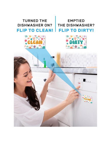 Imán de Lavavajillas Limpio Sucio PWHINGN Flor 9.7x5.6cm
