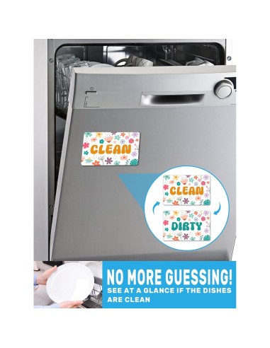 Imán de Lavavajillas Limpio Sucio PWHINGN Flor 9.7x5.6cm