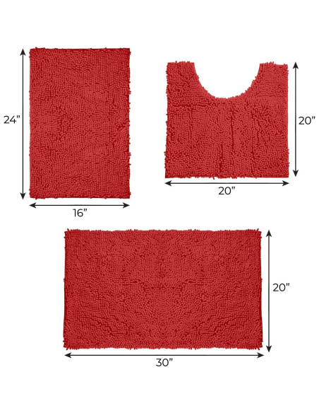 Conjunto de Alfombrillas de Baño LuxUrux Rojo 3 Piezas