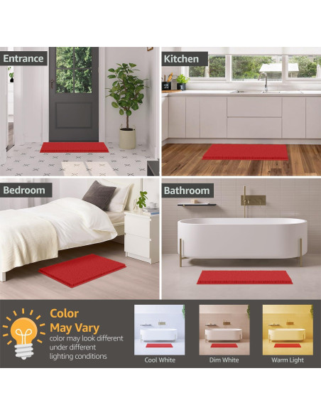 Conjunto de Alfombrillas de Baño LuxUrux Rojo 3 Piezas