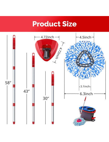 Cabezal de Mopa Giratoria O-Cedar RinseClean + Mango Ajustable 76-147 cm