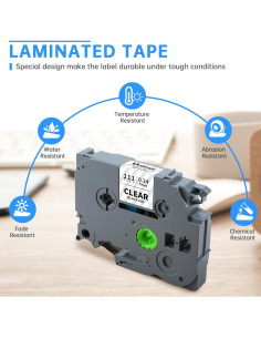 Cinta de Etiquetado Unismar TZe-111 6mm Negro Transparente 6-Pack 2