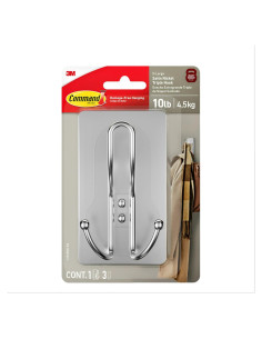 Gancho Triple Adhesivo Command Níquel Satinado X-Large 4.54 kg
