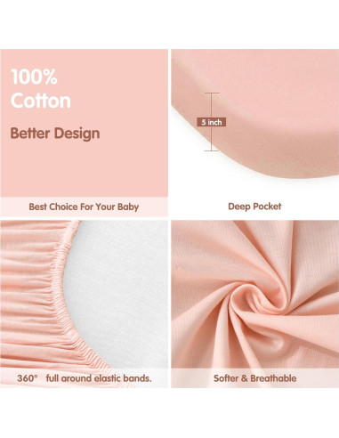 Sábanas Ajustadas para Cuna MEILA 100% Algodón 84x51 cm