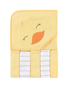 Toalla con Capucha Hudson Baby Pato Amarillo y 5 Toallitas 2