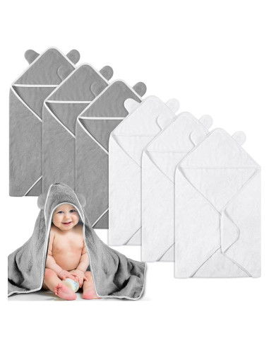 6 Toallas de Baño con Capucha Lounsweer para Bebés 76x76cm