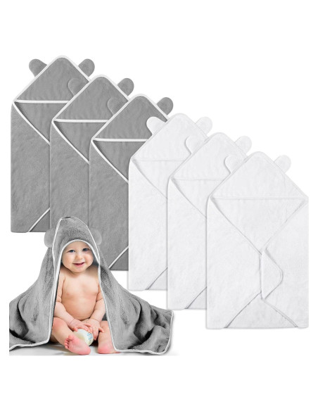 6 Toallas de Baño con Capucha Lounsweer para Bebés 76x76cm