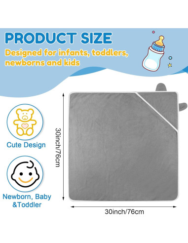 6 Toallas de Baño con Capucha Lounsweer para Bebés 76x76cm