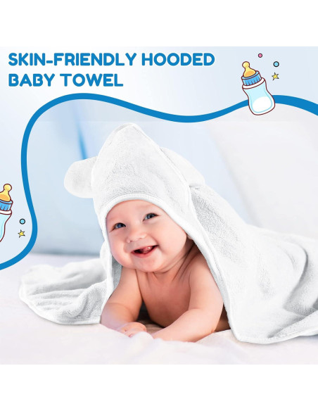 6 Toallas de Baño con Capucha Lounsweer para Bebés 76x76cm