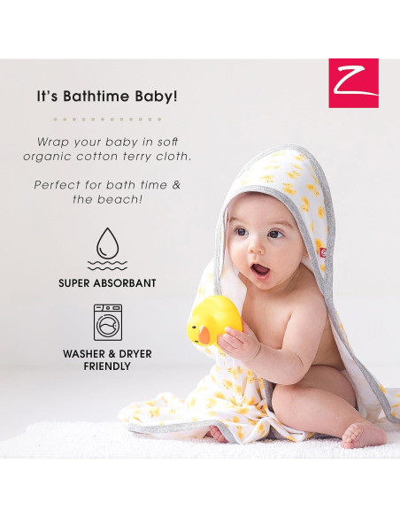 Toalla con Capucha Zutano de Algodón Orgánico Elefante 73.66cm