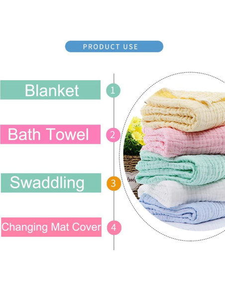 Toallas de Baño Aablexema Baby Muslin - Set 2 Grandes 109 cm