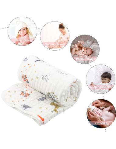 Toallas de Baño para Bebés babygoal 100% Algodón Muselina 89x89cm