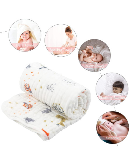 Toallas de Baño para Bebés babygoal 100% Algodón Muselina 89x89cm