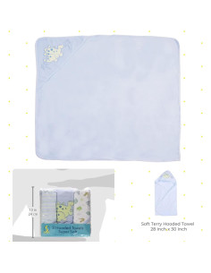 Juego de 3 toallas con capucha Spasilk Baby Dino Azul 66x76 cm 2