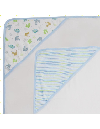 Juego de 3 toallas con capucha Spasilk Baby Dino Azul 66x76 cm