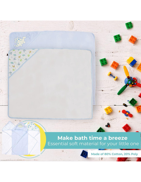 Juego de 3 toallas con capucha Spasilk Baby Dino Azul 66x76 cm