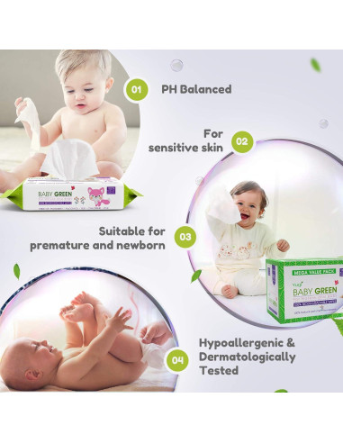 Toallitas Húmedas Biodegradables para Bebés - 432 Unidades